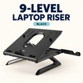 9-Level Adjustable Aluminum Laptop Riser — Ergonomic Folding Laptop Stand