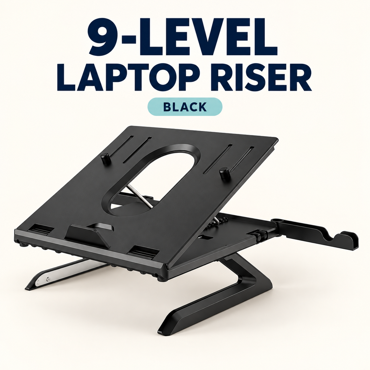 9-Level Adjustable Aluminum Laptop Riser — Ergonomic Folding Laptop Stand