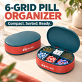Portable 6-Grid Pill Organizer — Pocket-Size Travel Pill Case with Secure Snap Lids