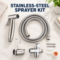 Stainless Steel Bidet Sprayer Kit — Handheld Toilet Sprayer with Hose & Holder