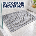 Square Suction-Cup Shower Mat — Non-Slip Bath Mat with Quick-Drain Holes
