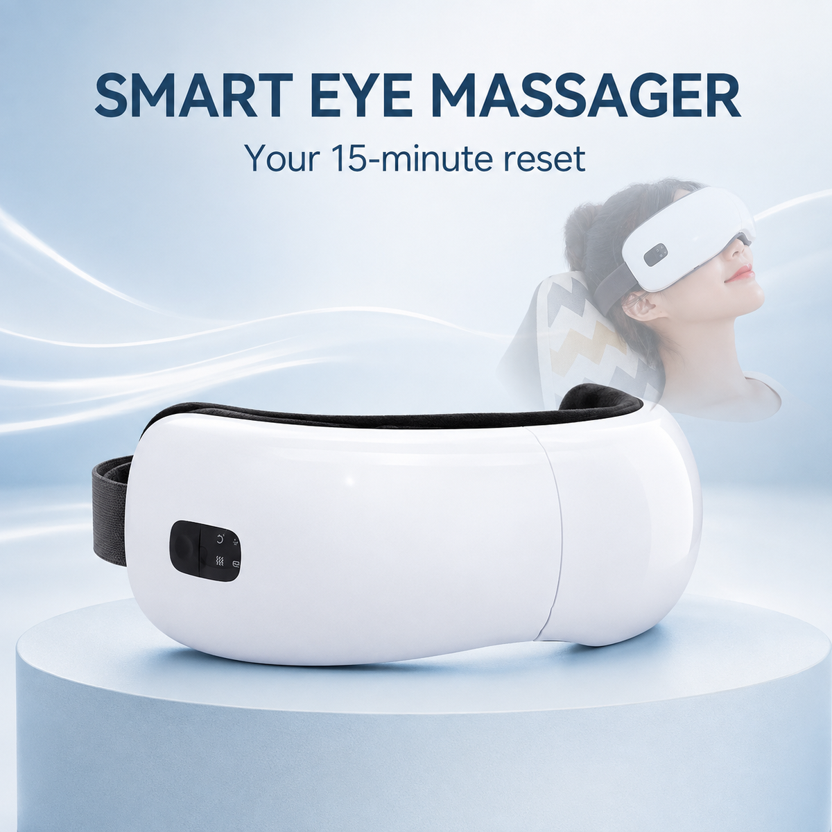Eye Massager with Heat, Air Compression & Bluetooth Music — Foldable, Rechargeable