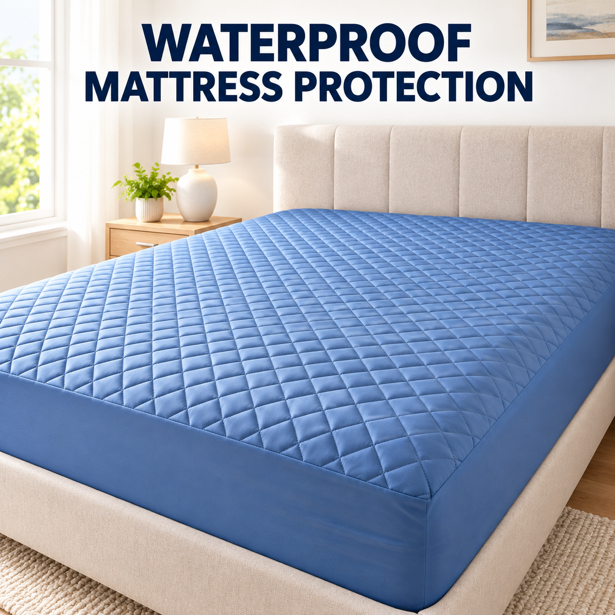 Waterproof Fitted Bed Sheet — Quilted Leak-Protection Mattress Cover, 11 Colors