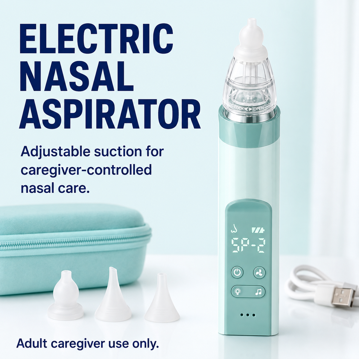 Electric Baby Nasal Aspirator — 9-Level Rechargeable Nose Cleaner with Music