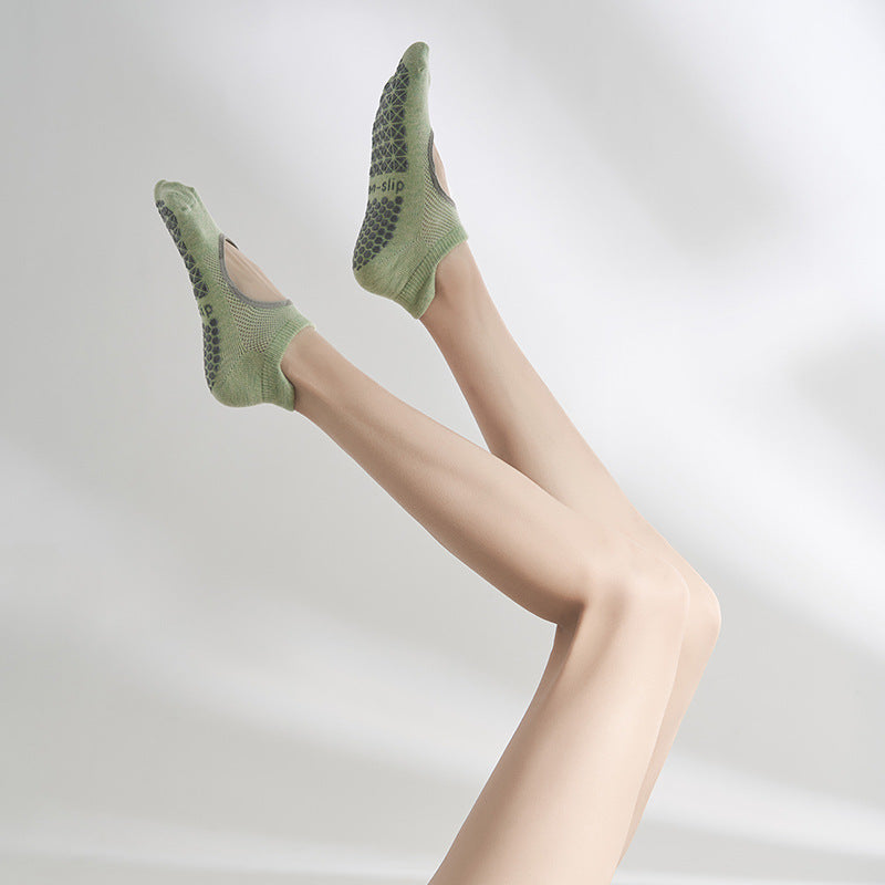 Pilates Grip Socks — Non-Slip Yoga Socks for Women, Open-Back Cotton, One Size, 7 Colours
