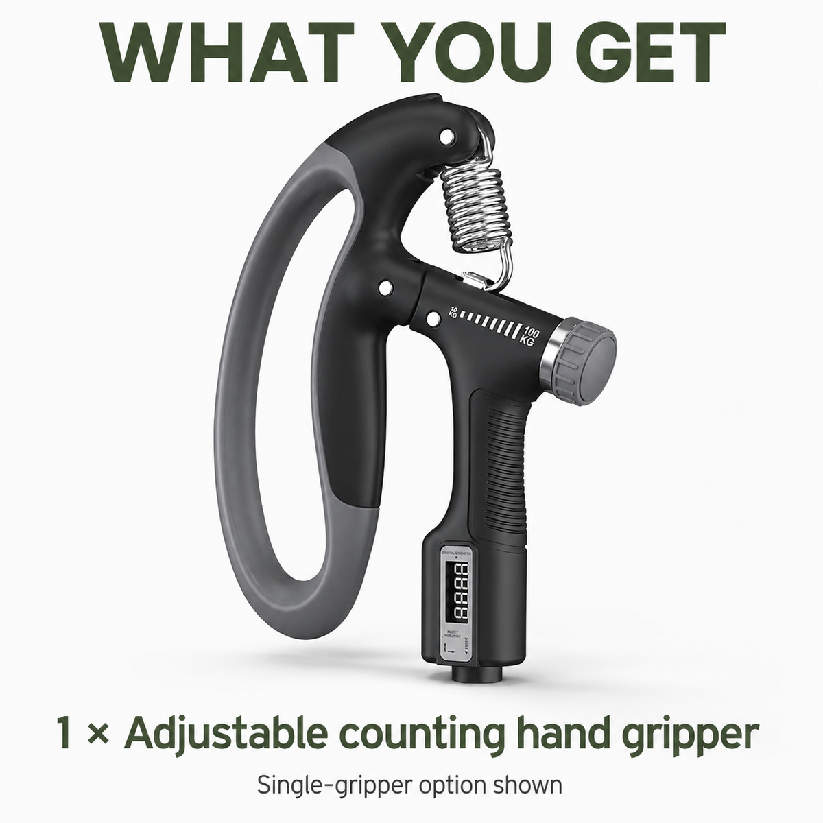 Adjustable Hand Grip with Counter — 10 to 100 kg Forearm Strengthener, Digital Display