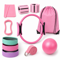 Pilates Stretch Set — Ring, Bands, Ball & Strap Home Kit with Storage Bag, Pink or Purple