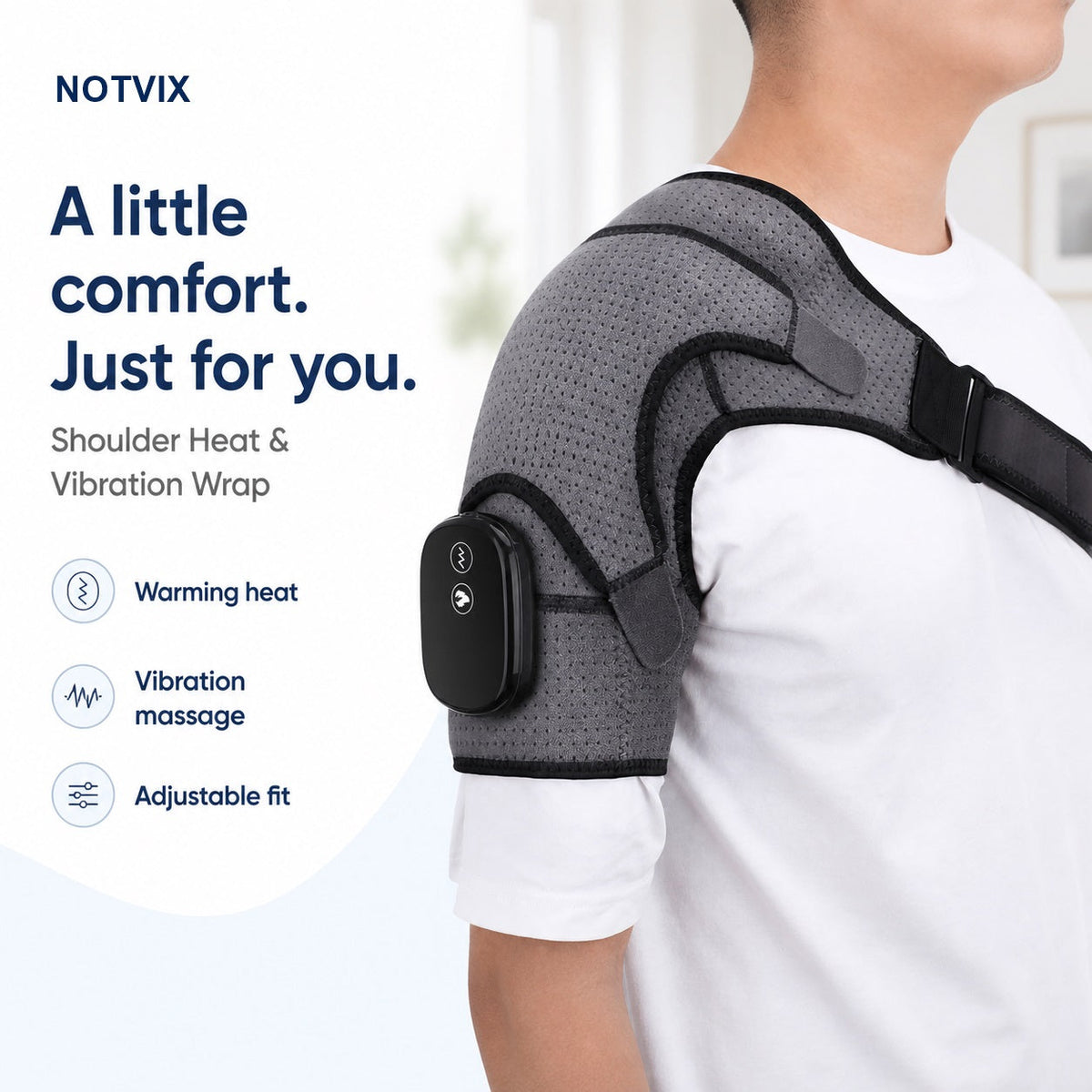 Heated Shoulder Wrap — Cordless Massager with 3 Heat Levels & 3 Vibration Modes