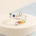 Colorful Beaded Fidget Ring – Free-Spinning Bead Spinner Ring