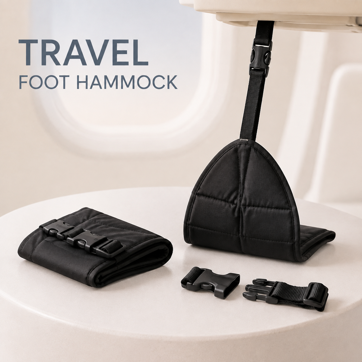 Foot Hammock for Airplane and Office – Adjustable Footrest Sling